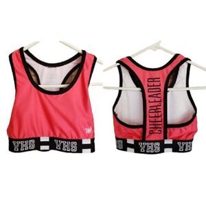 Girls' Sports Bra PInk Cheerleader Varsity Spirit Pink Black Large